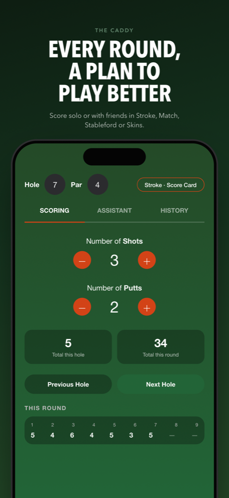The Caddy scoring screen